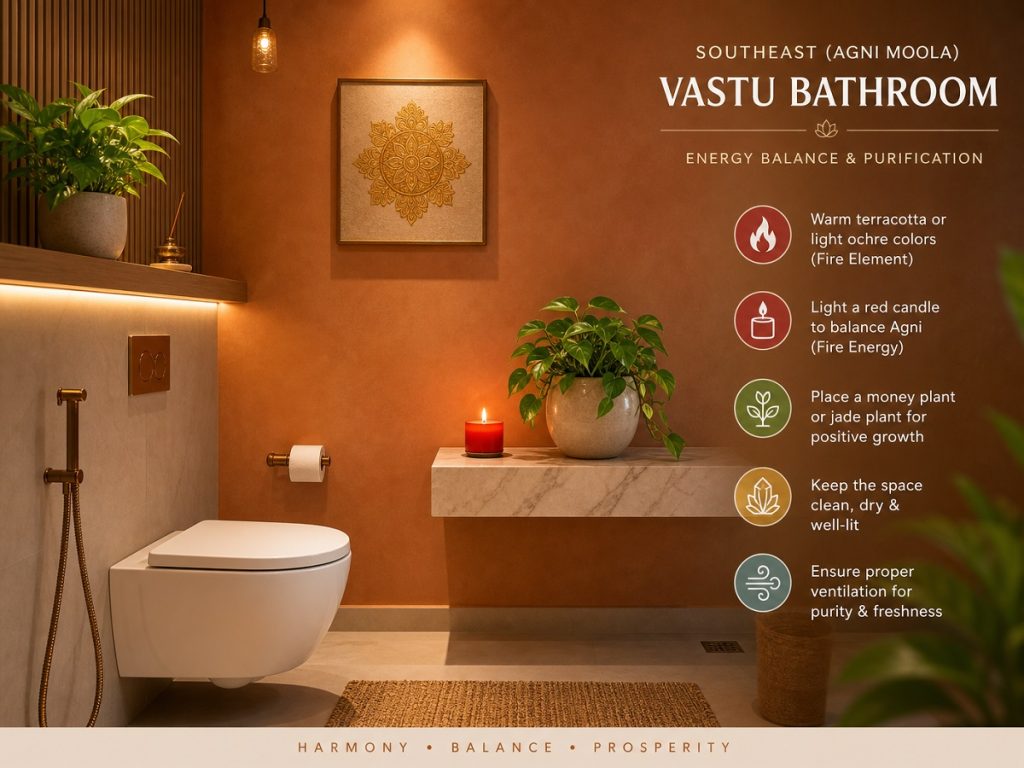 Southeast toilet Vastu remedies Agni Moola